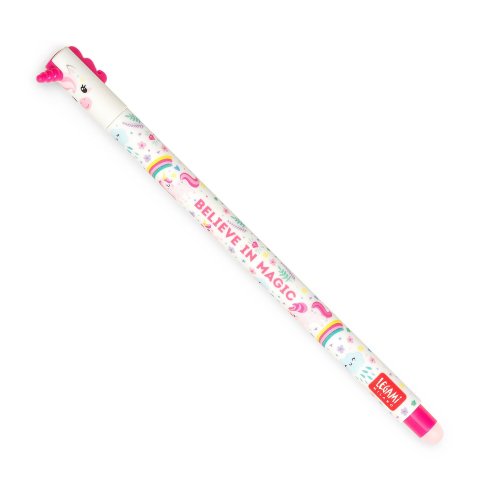 Legami Gelroller Erasable Pen 0,7 mm, Schriftfarbe rosa, Einhorn