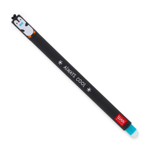 Legami Gelroller Erasable Pen 0,7 mm, Schriftfarbe türkis, Pinguin