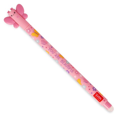 Legami Gelroller Erasable Pen 0,7 mm, Schriftfarbe rosa, Schmetterling