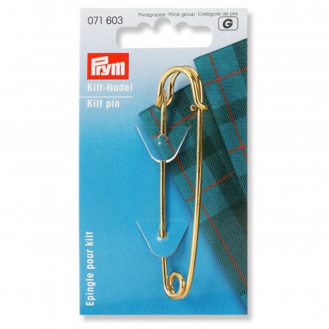 Prym kilt pin, brass golden, silk glossy, 76 mm (071603)