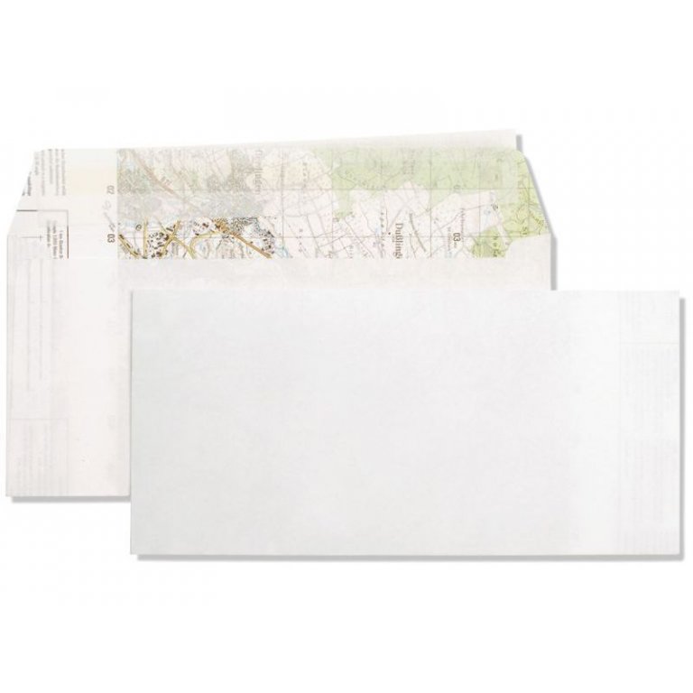 Kuvert aus Landkarten, weiß, Karte innen