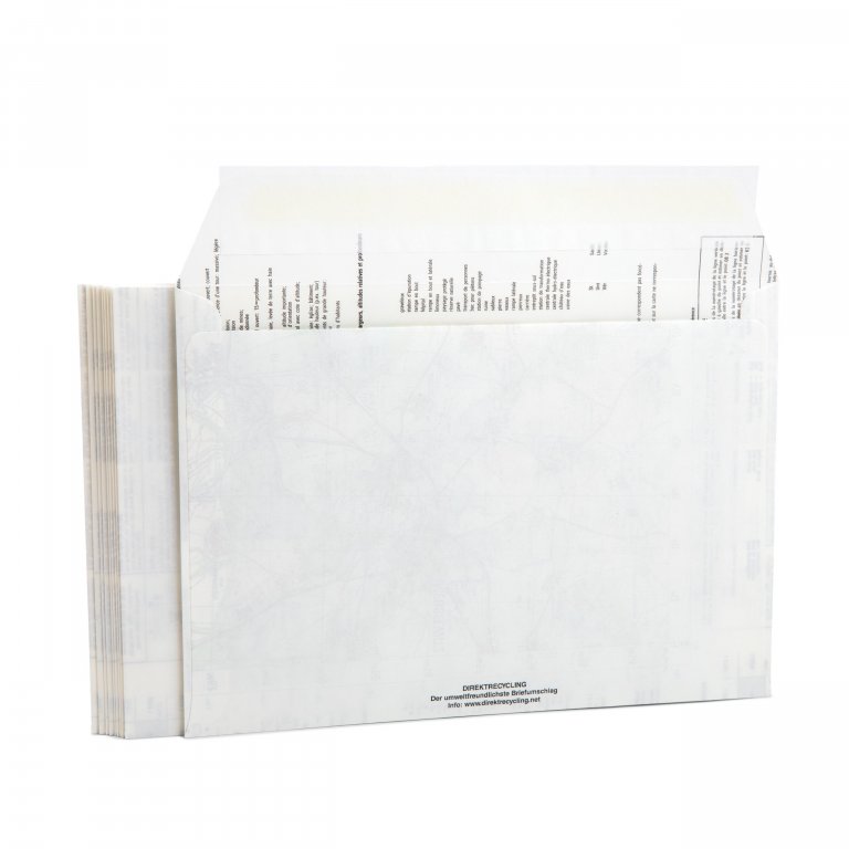 Mailer made from a map, white, map on the inside
