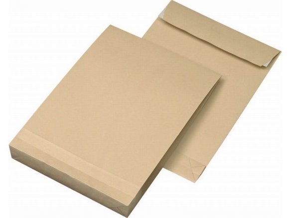 Bolsa con fuelle, cierre adh. con tira de silicona