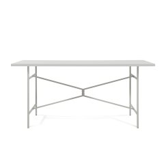 Modulor Tisch X, hellgrau matt, Melaminplatte weiß, Kante weiß; 25x800x1600mm