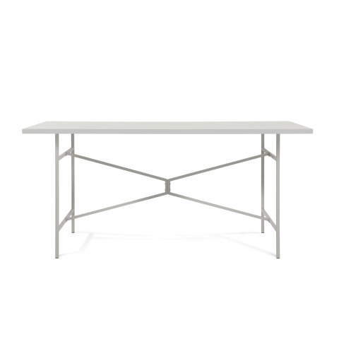 Modulor tavolo X, grigio chiaro opaco Piano in melamina bianca, bordo bianco