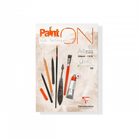 Clairefontaine Paint'ON Mixed Media pad 250 g/m², 210 x 297, DIN A4, white, smooth, 40 she