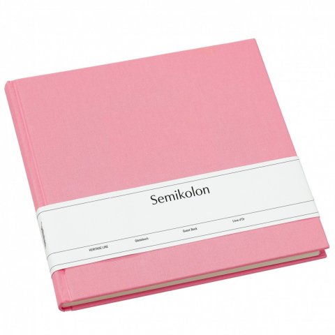 Diario/libro de visitantes Semikolon, forro lino 250 x 230 cm, 180 páginas, en blanco, flamingo