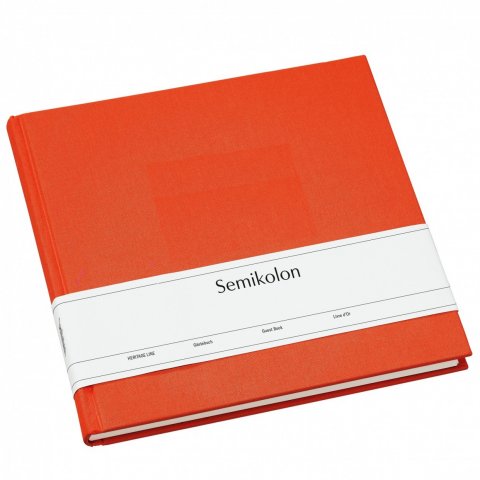 Diario/libro de visitantes Semikolon, forro lino 250 x 230 cm, 180 páginas, en blanco, naranja