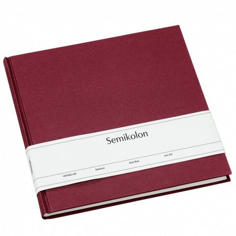 Diario/libro de visitantes Semikolon, forro lino 250 x 230 cm, 180 páginas, en blanco, color burdeos
