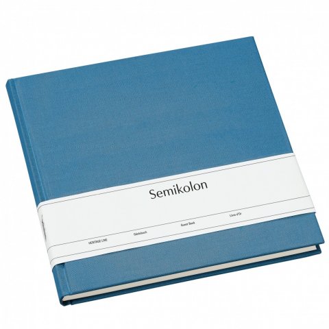 Diario/libro de visitantes Semikolon, forro lino 250 x 230 cm, 180 páginas, en blanco, azzurro