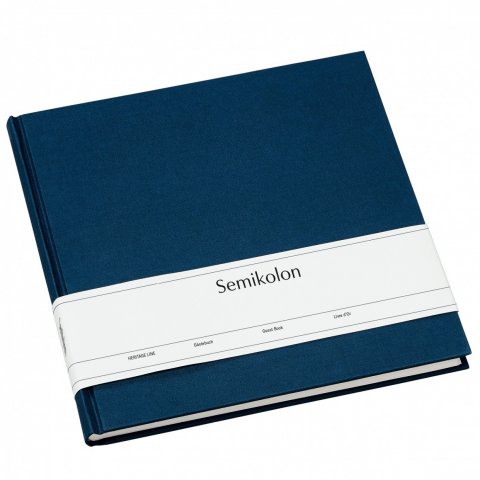 Libro degli ospiti Semikolon, lino 250 x 230 cm, 180 pagine, bianco, blu scuro