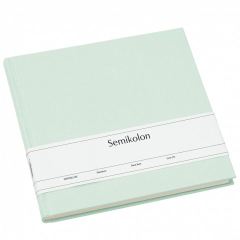Diario/libro de visitantes Semikolon, forro lino 250 x 230 cm, 180 páginas, en blanco, musgo
