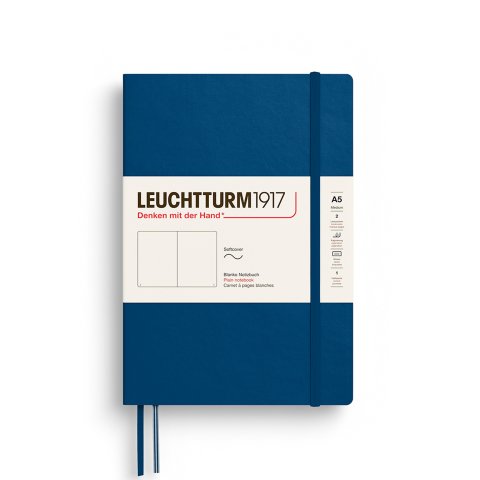 Leuchtturm notebook softcover Grow your mind A5, Medium, blank, 123 num. pages, indigo