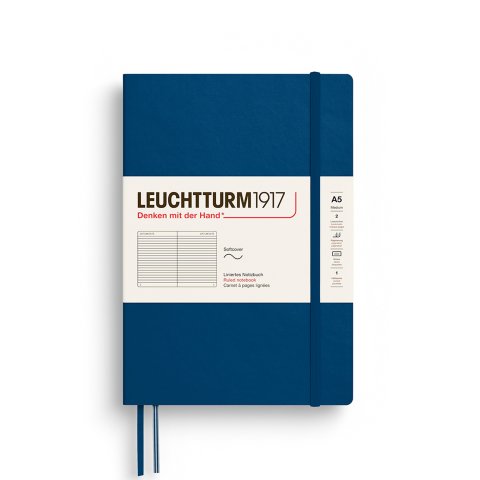 Leuchtturm taccuino con copertina morbida Coltivare la mente A5, medio, a righe, 123 num. pagine, indaco