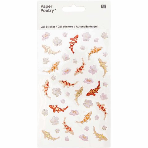 Paper Poetry Gel stickers, self-adhesive 95 x 190 mm, Jardin Japonais, Koi/Flowers