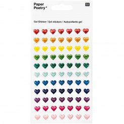 Paper Poetry sticker gel 95 x 190 mm, cuori colorati, piccoli