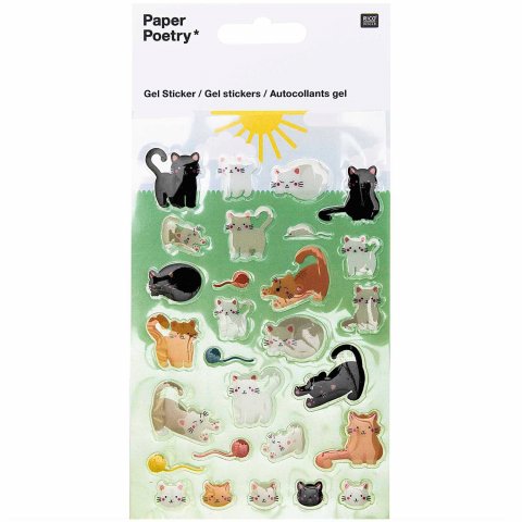 Papel Poesía Gel Sticker autoadhesivo 95 x 190 mm, gatos