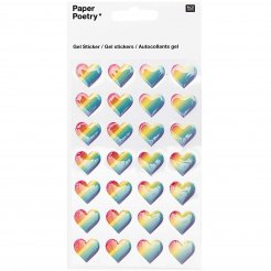Papel Poesía Gel Sticker autoadhesivo 95 x 190 mm, corazones de rayas de colores pastel