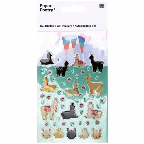 Paper Poetry Gel stickers, self-adhesive 95 x 190 mm, llama