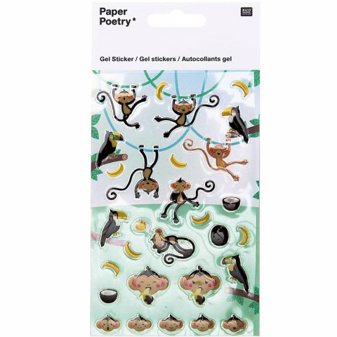 Paper Poetry Gel stickers, self-adhesive 95 x 150 mm, monkeys