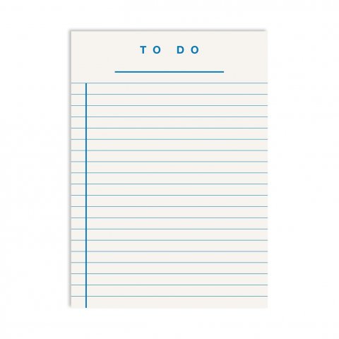 Red Fries notepad, no cover, To Do (list) DIN A6, 50 Blatt, blue ruled, white