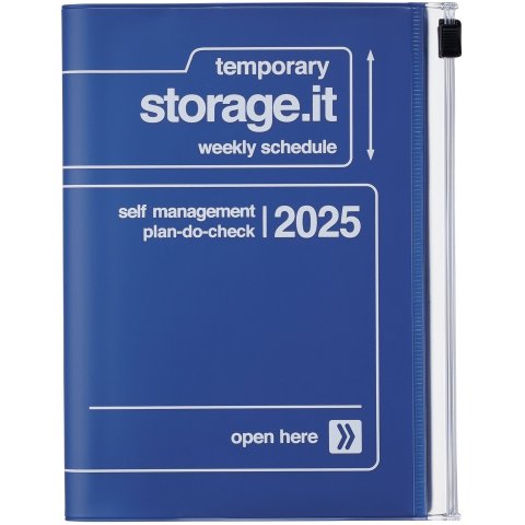 Calendario semanal de Mark 16 meses Storage.it 2024/2025, DIN A6, azul marino