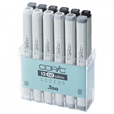 Copic Marker, set of 12 CG, C-0 up to C-10 & black 100
