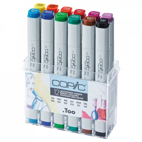 Copic Marker, set of 12 luminous colours