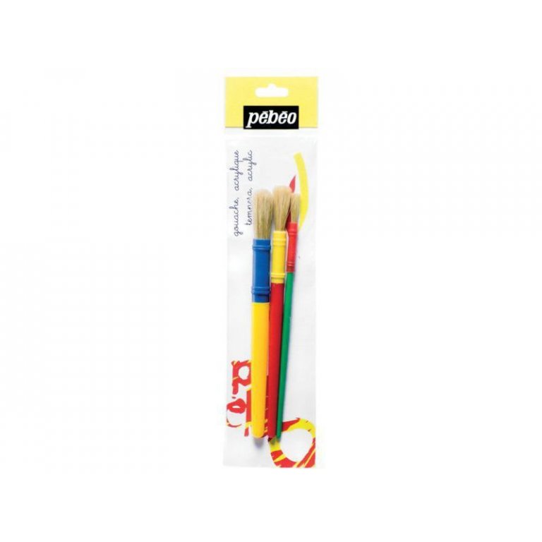 Pebeo school short paintbrush set, bristle, round