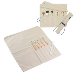 Brush roll textile with ribbon closure, natural