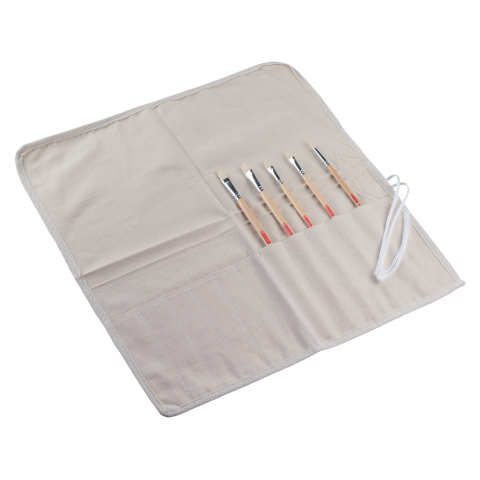 Brush roll textile with ribbon closure, natural 400 x 470 mm, for max. 18 brushes, cotton