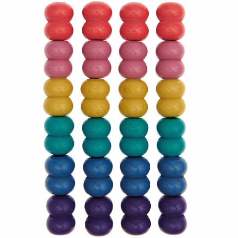 Macramé wooden beads set ø 10 mm, 17 x 22 mm, 24 pieces, rainbow colors
