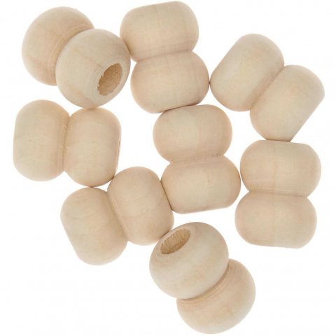 Macramé wooden beads set ø 10 mm, 17 x 22 mm, 8 pieces, natural