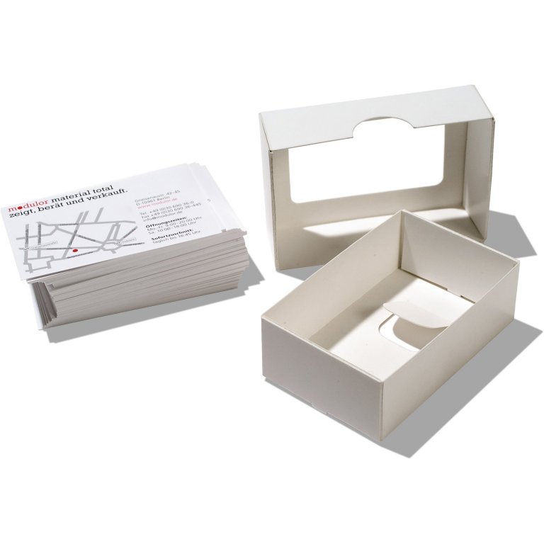 Business card box with cutout, untreated, white