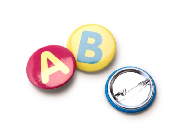 Letter buttons with pins