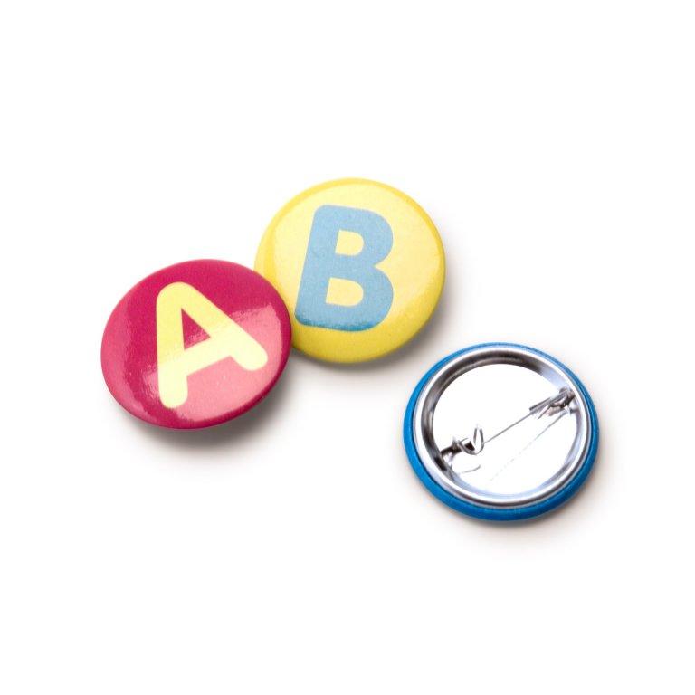 Letter buttons with pins