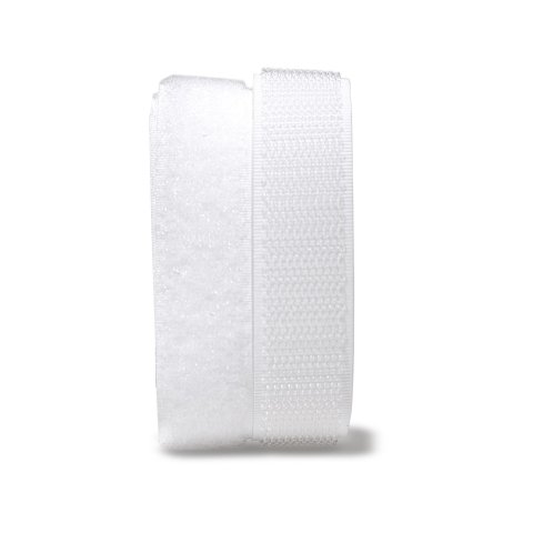 Velcro tape self-adhesive, set w = 20 mm, white, HOOKS + LOOPS (bag), 0.5 m