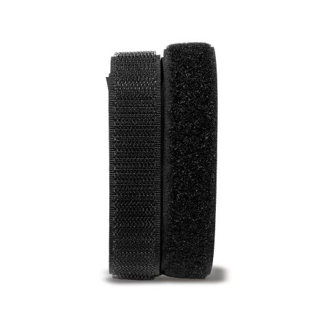Velcro tape self-adhesive, set w = 20 mm, black, HOOKS + LOOPS (bag), 0.5 m