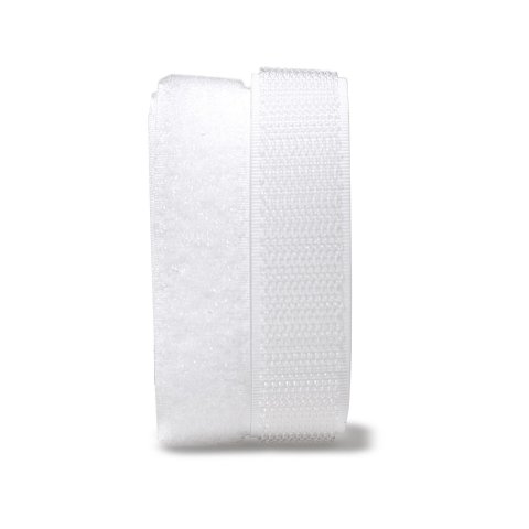 Velcro tape self-adhesive, set w = 38 mm, white, HOOKS + LOOPS (bag), 0.5 m