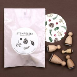 Motivstempel aus Holz, Set Winterwald