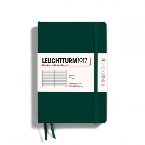 Lighthouse notebook soft cover Natural Colours A5, medium, lined, 123 pages, forest green