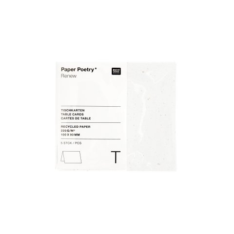 Paper Poetry Renew Tischkarten 220 g/m², 100 x 90, 5 Stück, 01 offwhite/roségold