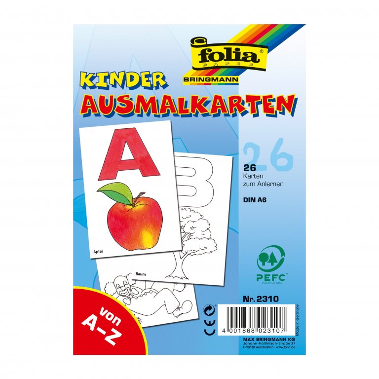 Schede alfabetiche ABC in cartone per colorare/apprendere