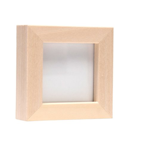 Mini telaio in legno duro 5 x 5 cm, tiglio naturale, con vetro normale e parete di fondo