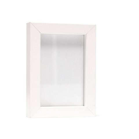 Mini marco de madera dura 6 x 9 cm, blanco, con cristal normal y panel trasero