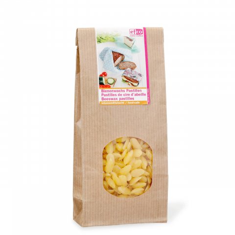 Organic beeswax pastilles, food quality unbleached, yellow, melts at 65 °C, 100 g