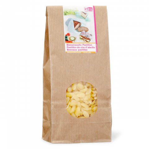 Organic beeswax pastilles, food quality unbleached, yellow, melts at 65 °C, 200 g