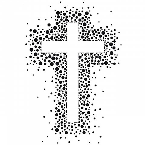 Motif stamp made of wood, mourning Cross with dots, 60 x 40 mm