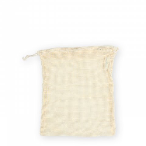 Fruit and vegetable net, organic cotton 200 x 250 mm, 20 g, drawstring on one side, uncoloured