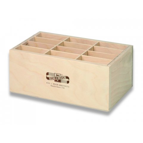 Koh-I-Noor wooden pen box, with 12 sections 210 x 125 x 87 mm, natural, rectangular